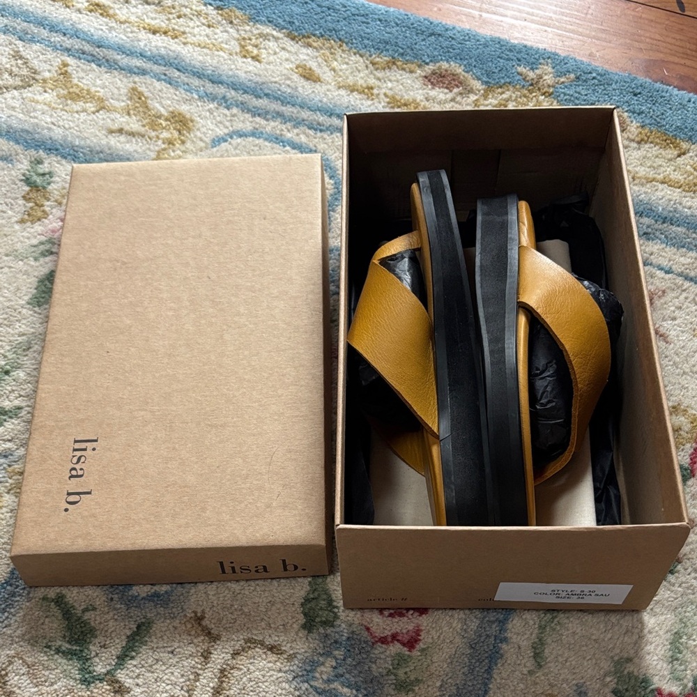 LISA B. Yellow Leather Sandals